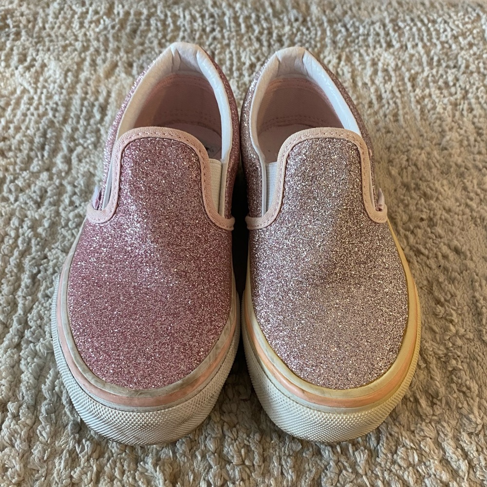 Vans Classic Slip On Pink Glitter Shoes Girl's Size 12
